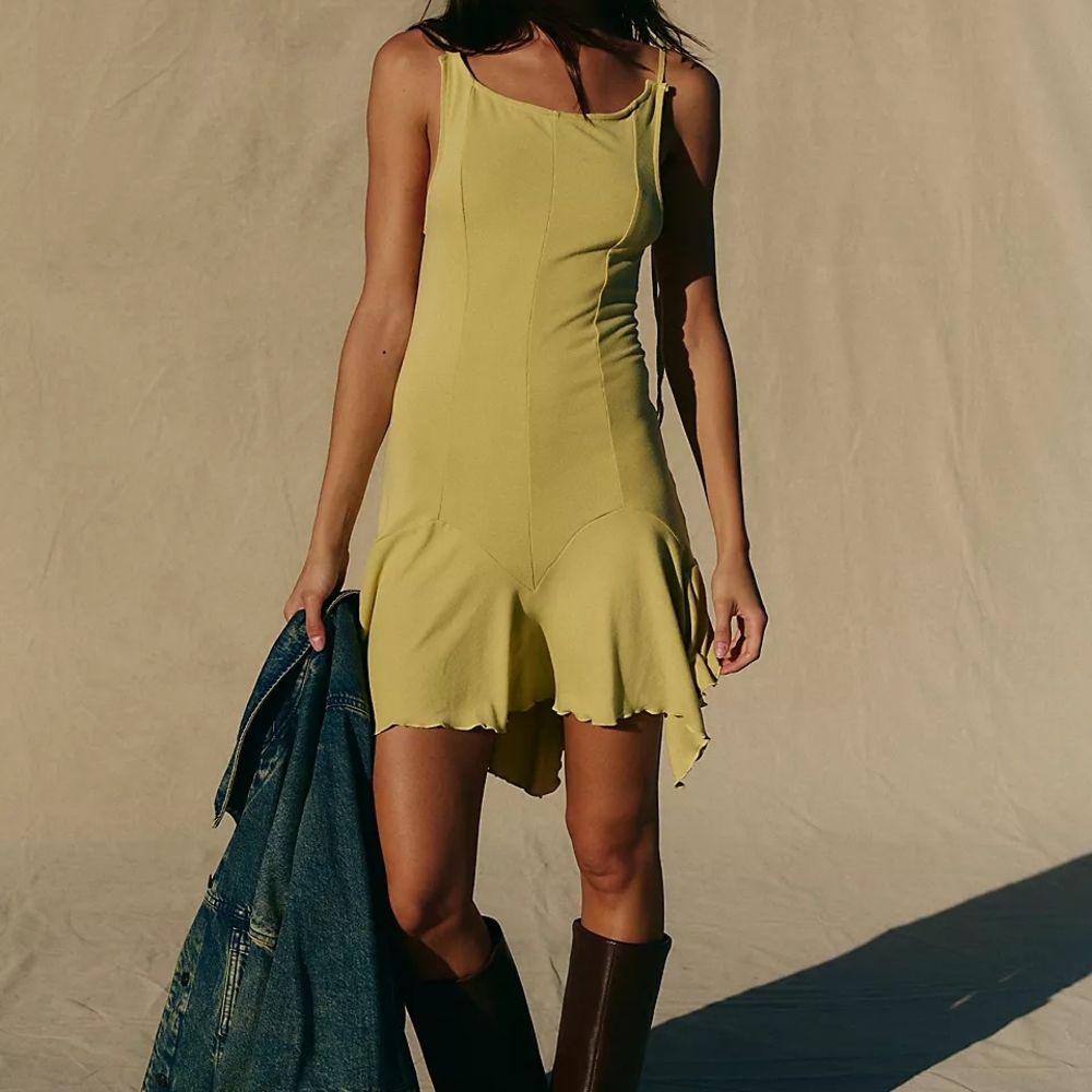 Free People Lemon Yellow Mini Dress